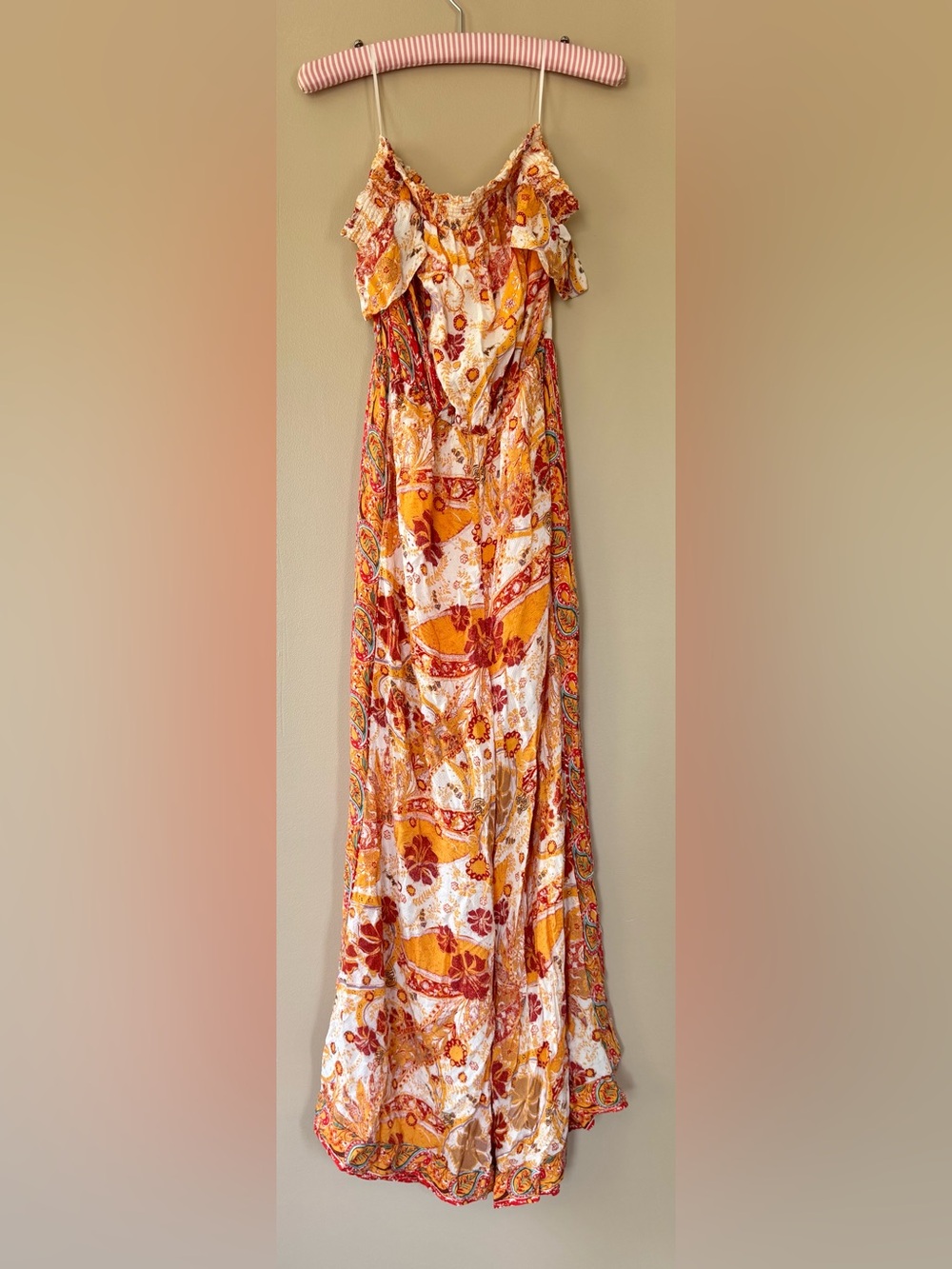 Free People Floral Paislsey jumpsuit  in Mustard & Rust